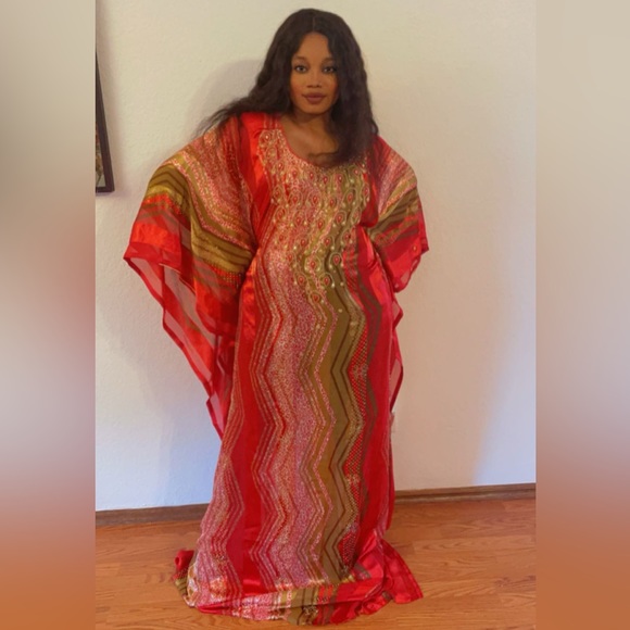 Women’s Maxi Kaftan Beads Dress - Picture 5 of 6